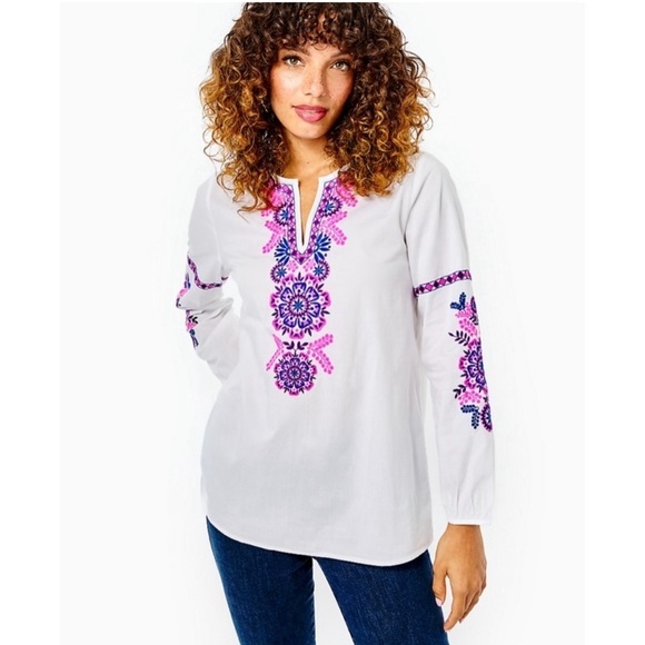Lilly Pulitzer Coretta Tunic in Resort White Large - Picture 1 of 6